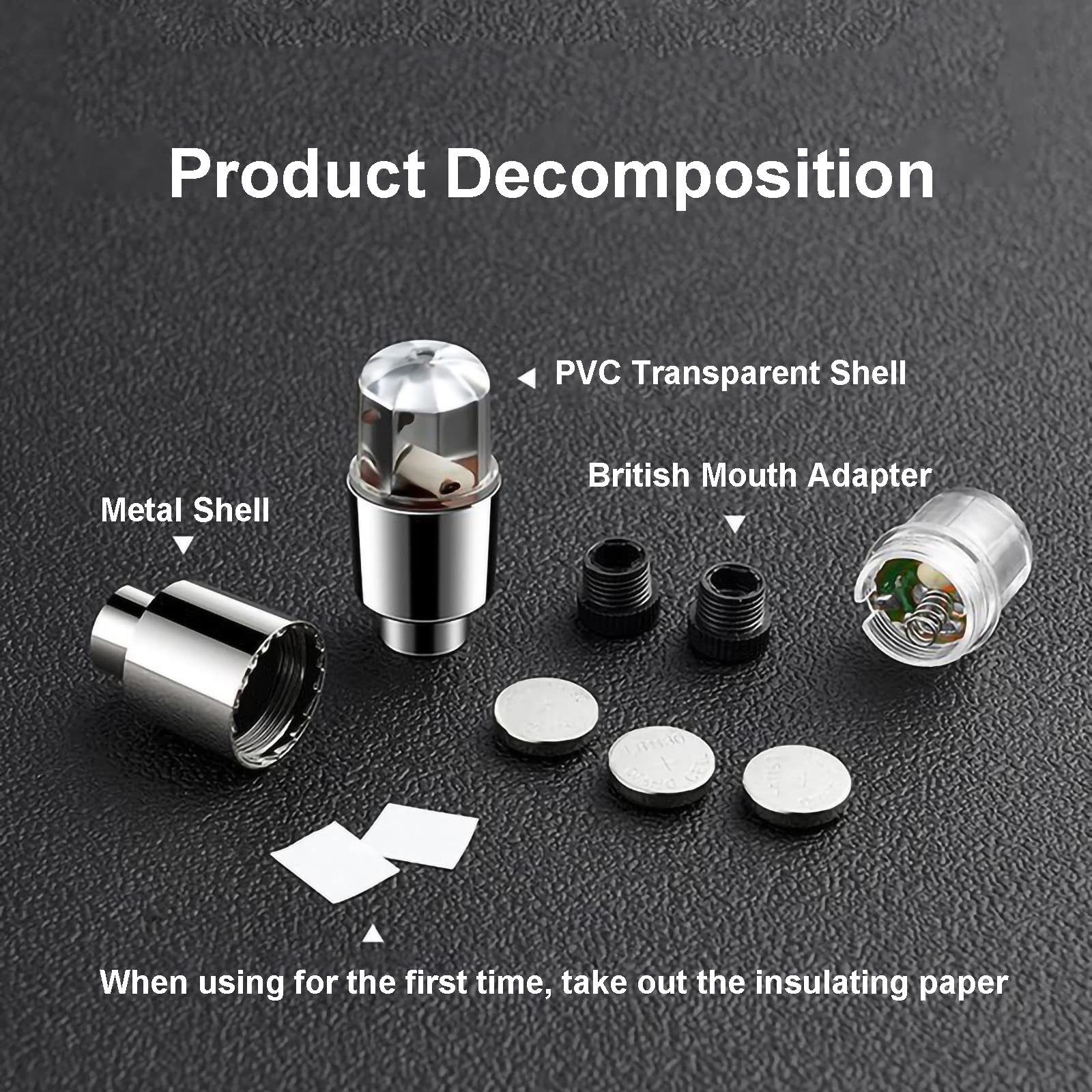 Bouchons De Valve Lumineux Pour Pneus – Lot De 6 LED – Activation Par Le Mouvement – Alliage Aluminium – Piles Incluses