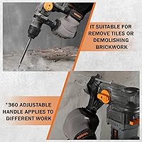 Vista 3 de KSEIBI Taladro de martillo rotatorio de velocidad variable de 1-1/4 pulgadas, martillo de demolición SDS Plus para taladro de hormigón de 13