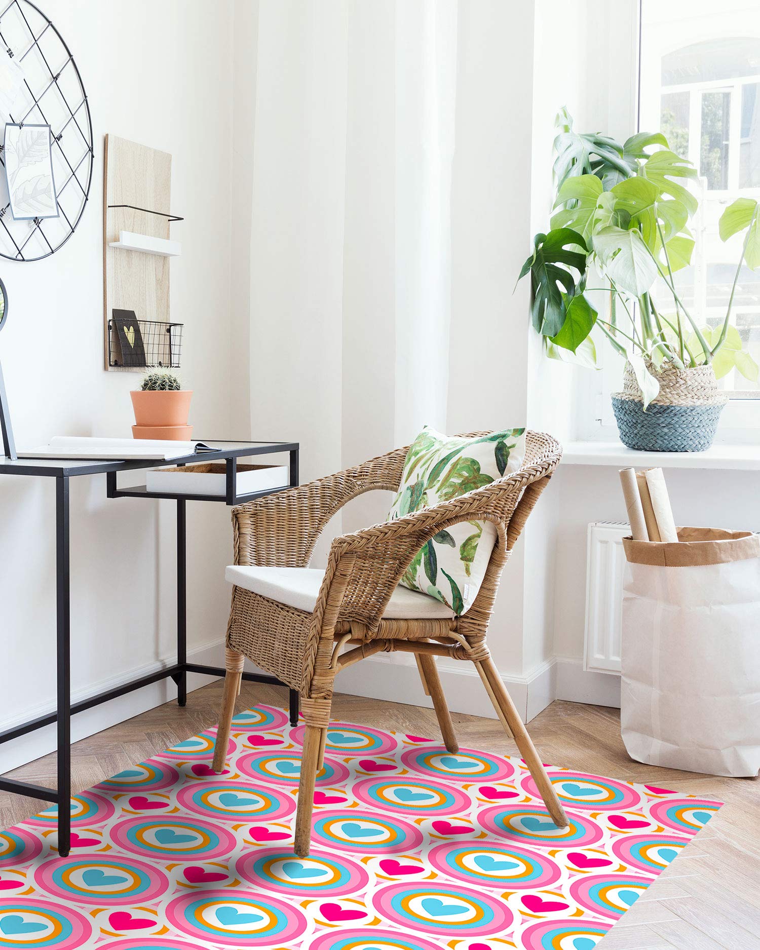 Panorama Agatha Ruiz de la Prada Alfombra Vinílica Cocina Salón - Varios Tamaños - (Hidráulico Azul Corazones Retro 60x110 cm)