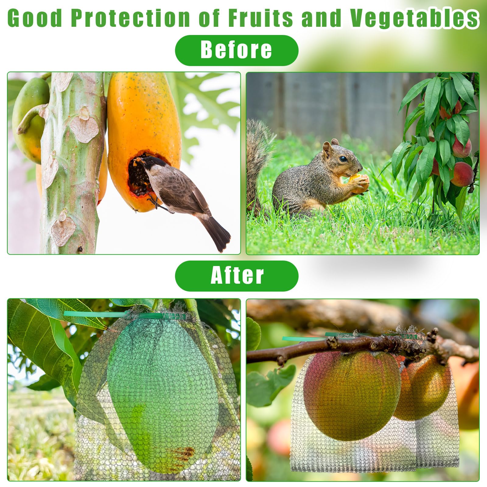 48 bolsas de malla de alambre de protección de frutas de 6 x 8 pulgadas, bolsas de protección de frutas de acero inoxidable, cubierta de frutas, protectores de frutas, bolsas de barrera con
