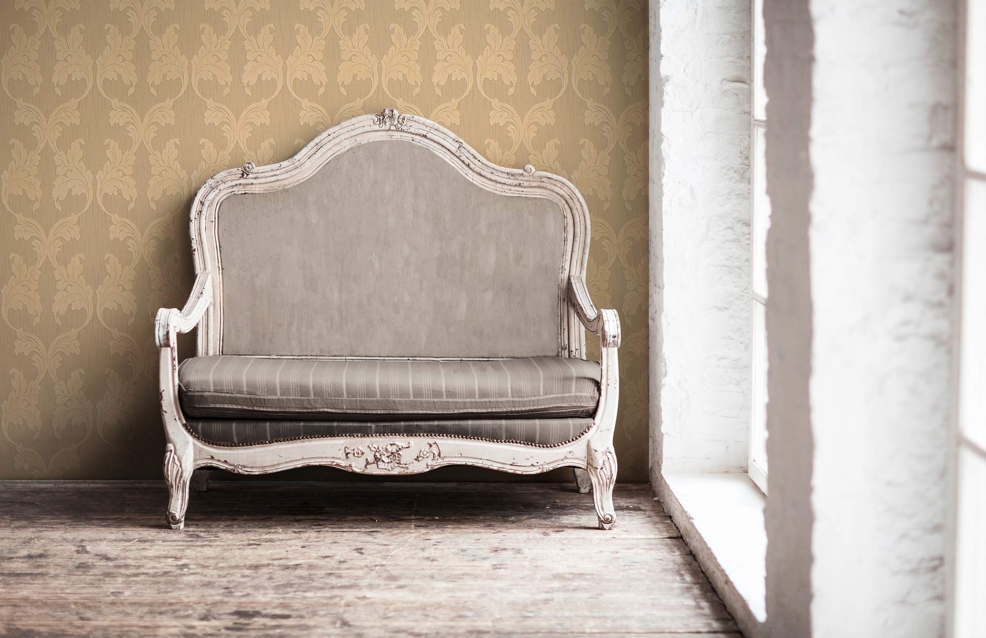 A.S. Création Architects Paper Textiltapete Tessuto Tapete mit Ornamenten barock 10,05 m x 0,53 m beige orange Made in Germany 956283 95628-3