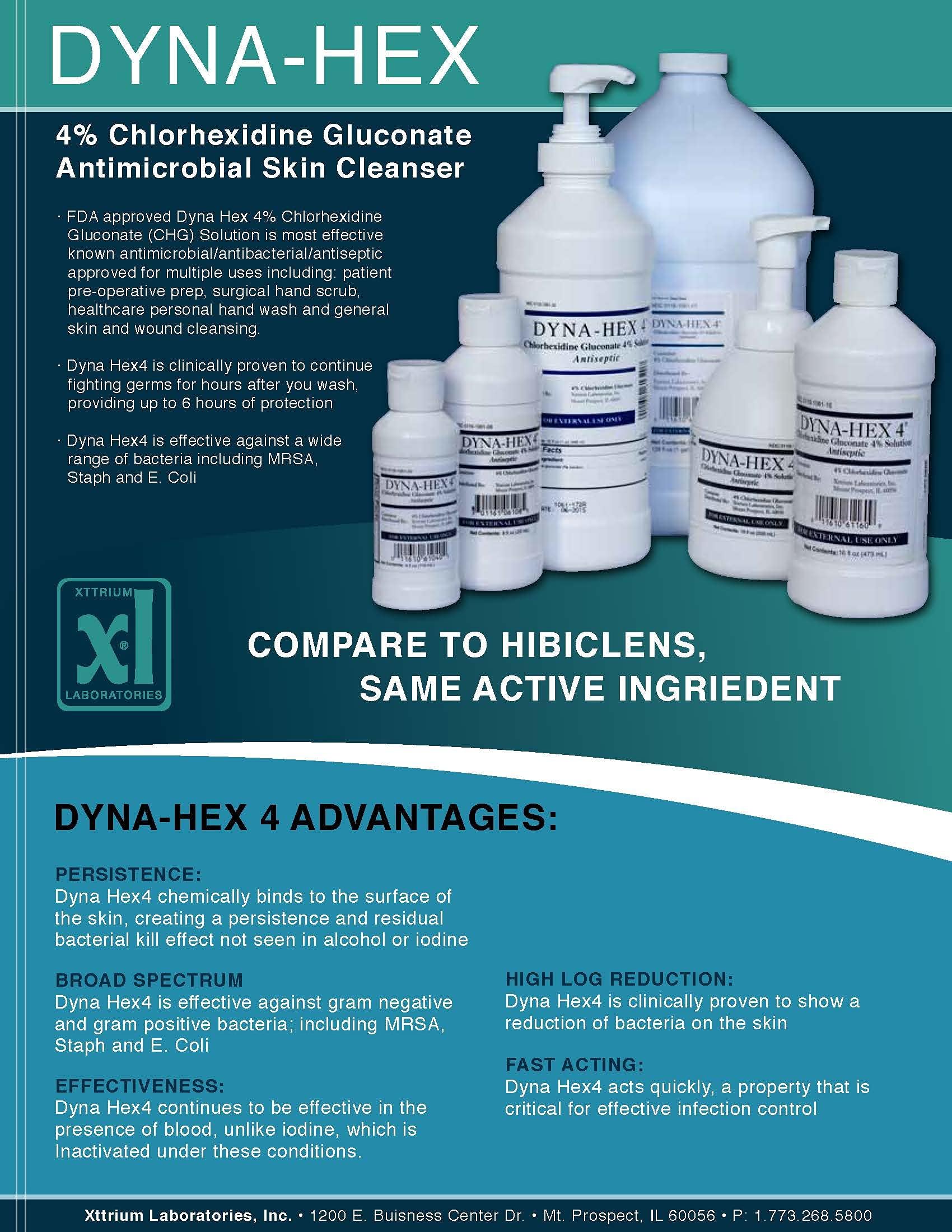 DYNA-HEX - Xttrium Labs Dyna-Hex4 Antiseptic Skin Cleanser 4oz with 4%Chlorhexidine Gluconate