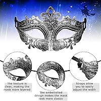 Vista 3 de Yunsailing 40 máscaras de máscaras a granel vintage Mardi Gras antiguas para baile veneciano, carnaval, cosplay, actuaciones (plateado)