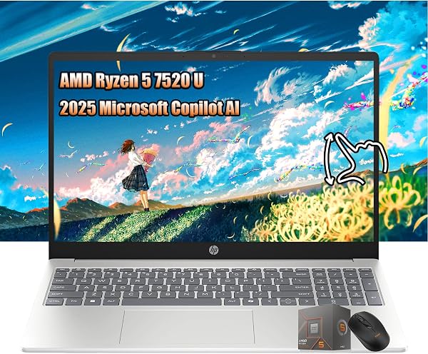 HP Laptop Clearance 2025 | 15.6 HD Touchscreen Laptop | AMD Ryzen 5 7520U Beat Intel Core i7-4930K | 16GB LPDDR5 RAM | 2