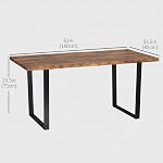 Table à manger HOMCOM de 63 po, table de cuisine industrielle avec plateau à bords ondulés et pieds en acier pour jusqu'à 6 personnes, brun rustique