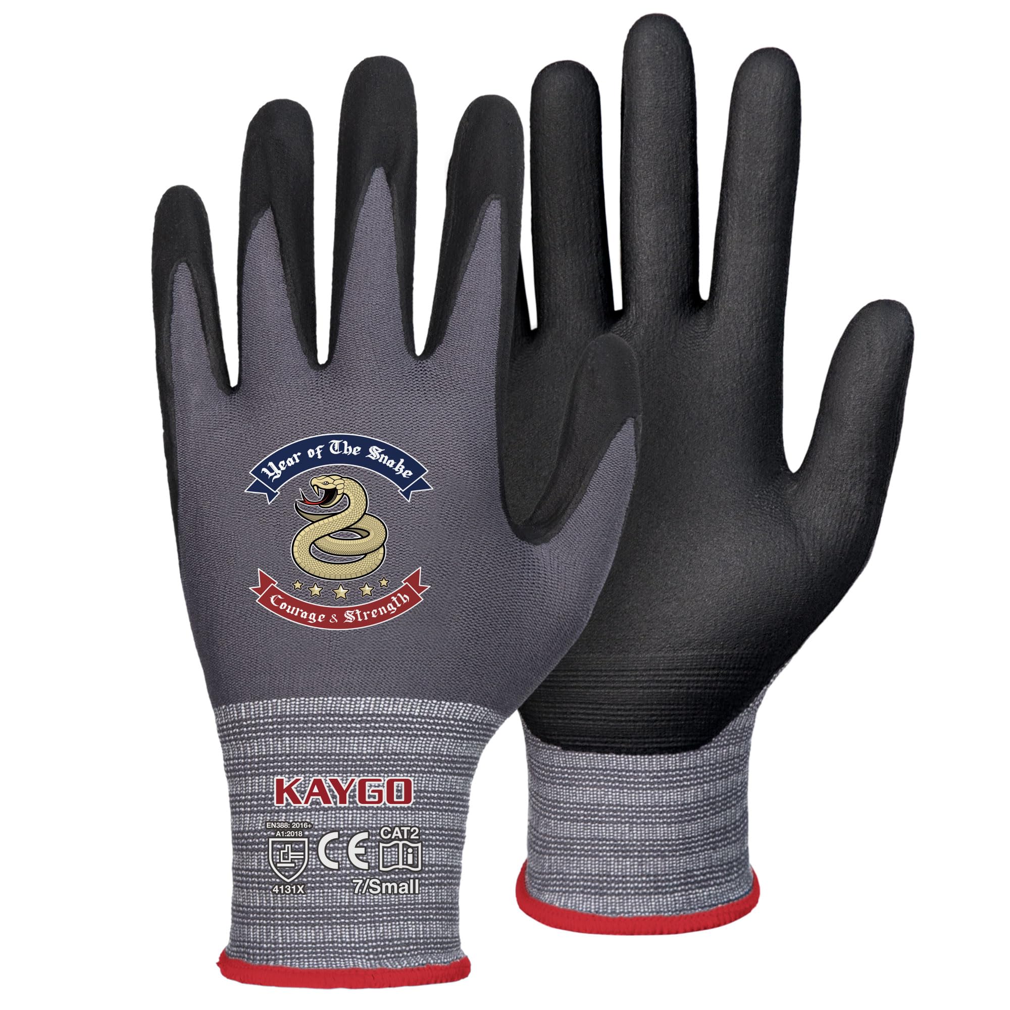 KAYGO Safety Work Gloves MicroFoam Nitrile Coated, 3 Pairs KG18NB,Seamless Knit Nylon Glove for Men and Women, Ideal for Automotive,Warehouse,