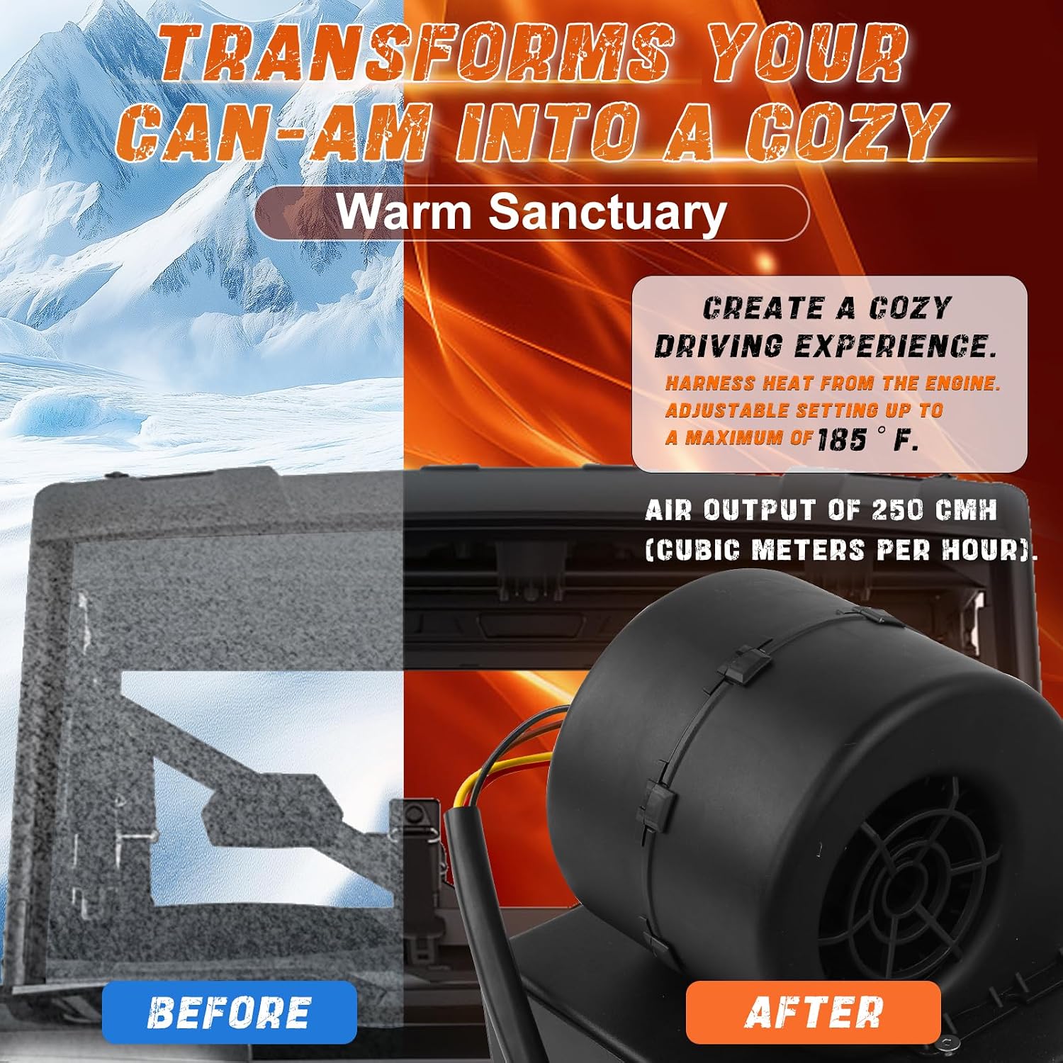 Cab Heater Kit with Defrost, Compatible with Can-Am Defender 2016-2021, OE SSHK620-00