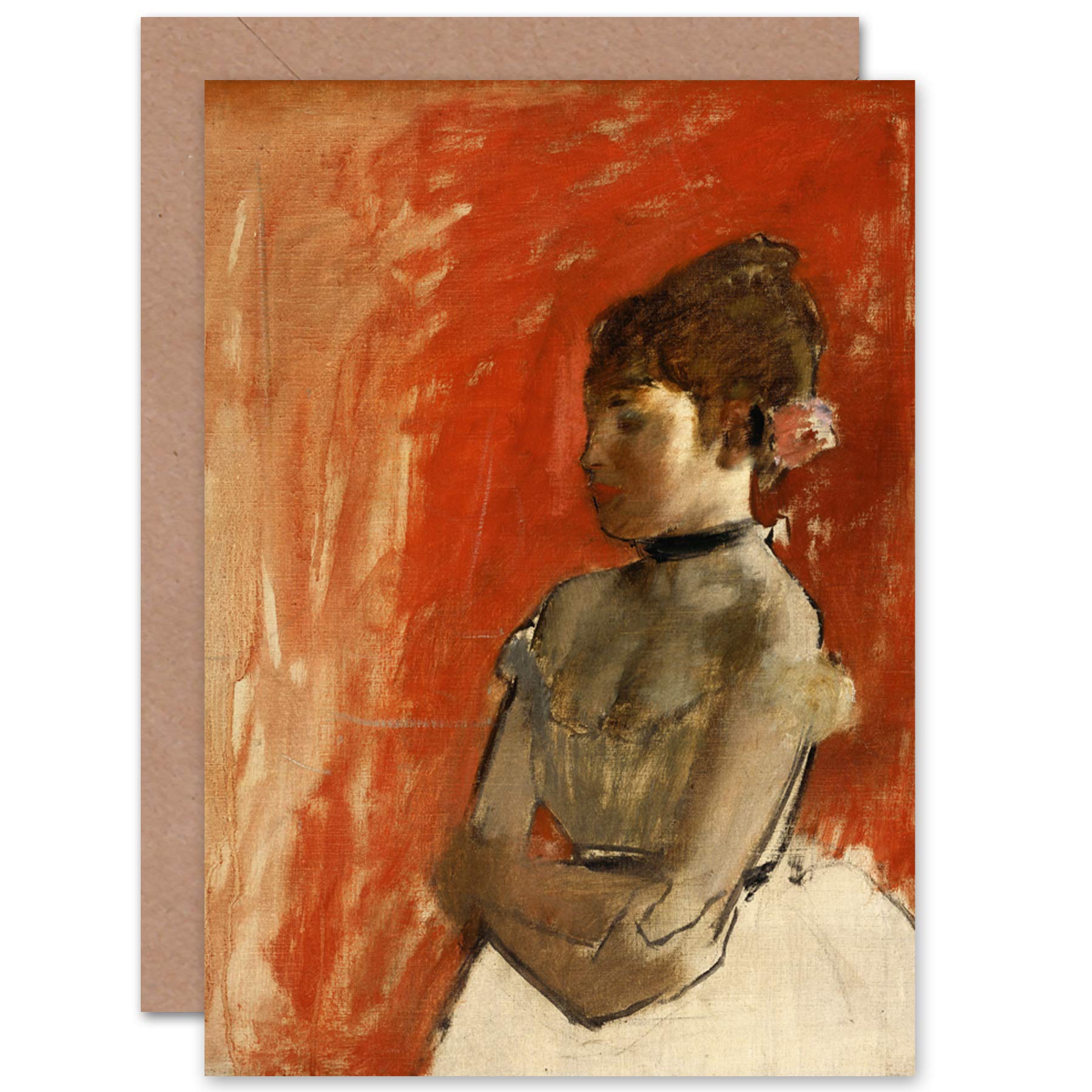 Artery8 Edgar Degas Ballet Dancer With Arms Crossed Fine Art Greeting Card Plus Envelope Blank Inside