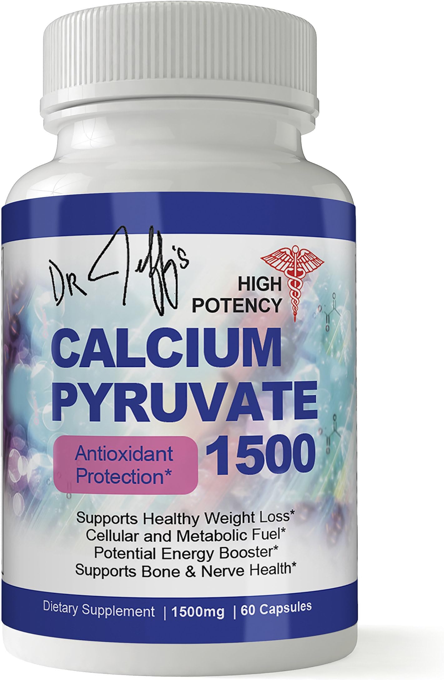 Dr. Jeff's High Potency Calcium Pyruvate 1500mg Daily Antioxidant Formula 60 Capsules - Includes Bonus Diet eBook