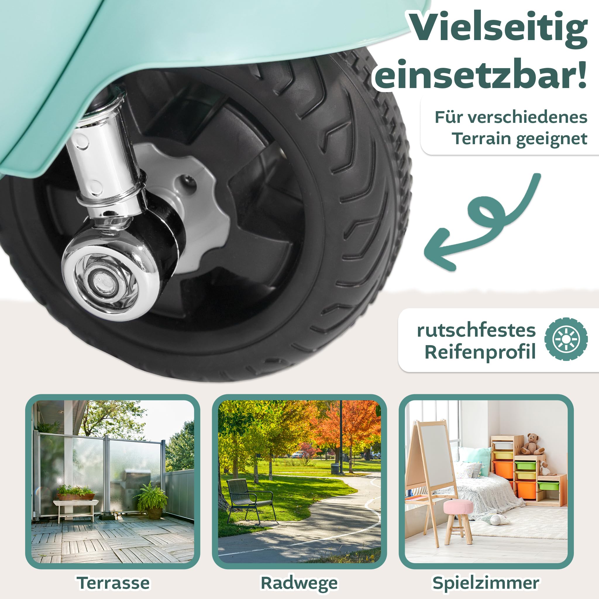 LEMODO Elektrofahrzeug Vespa in grün, Kinder Motorrad ab 18 Monate, Elektromotorrad mit Licht und Sound, Kinderroller mit abnehmbaren Stützrädern, Lizenziertes Kinderfahrzeug