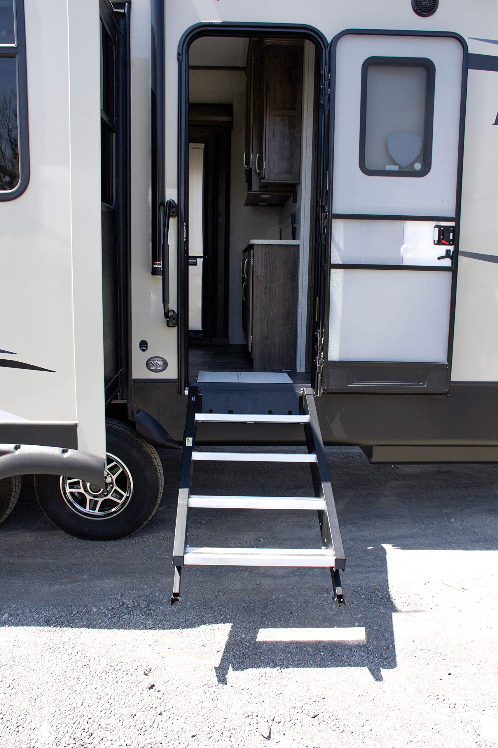 MORryde STP-4-26-33H Strut-Assist StepAbove RV Entry Step - 4 Step, 36.5-42.5" Height, 8" Rise, 26" Door Width