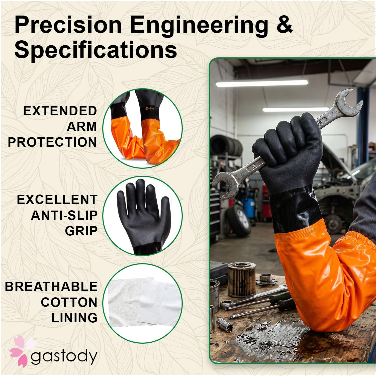 Guantes resistentes a los productos químicos extralargos de 27.5 pulgadas, de goma larga, de PVC, resistentes al agua y multiusos con forro de algodón, para maquinaria pesquera, limpieza de