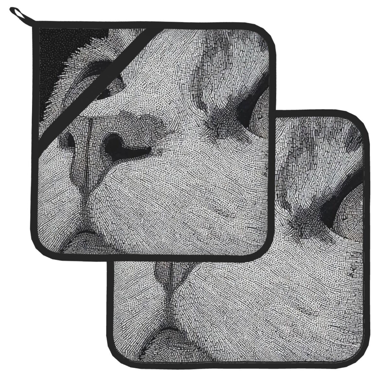 Pot Holder Set of 2 Heat Resistant Kitchen Potholders Cat Pot Holders Kitchen Trivets with Hanging Loops Washable Oven Hot Pads for Cooking Baking BBQ
