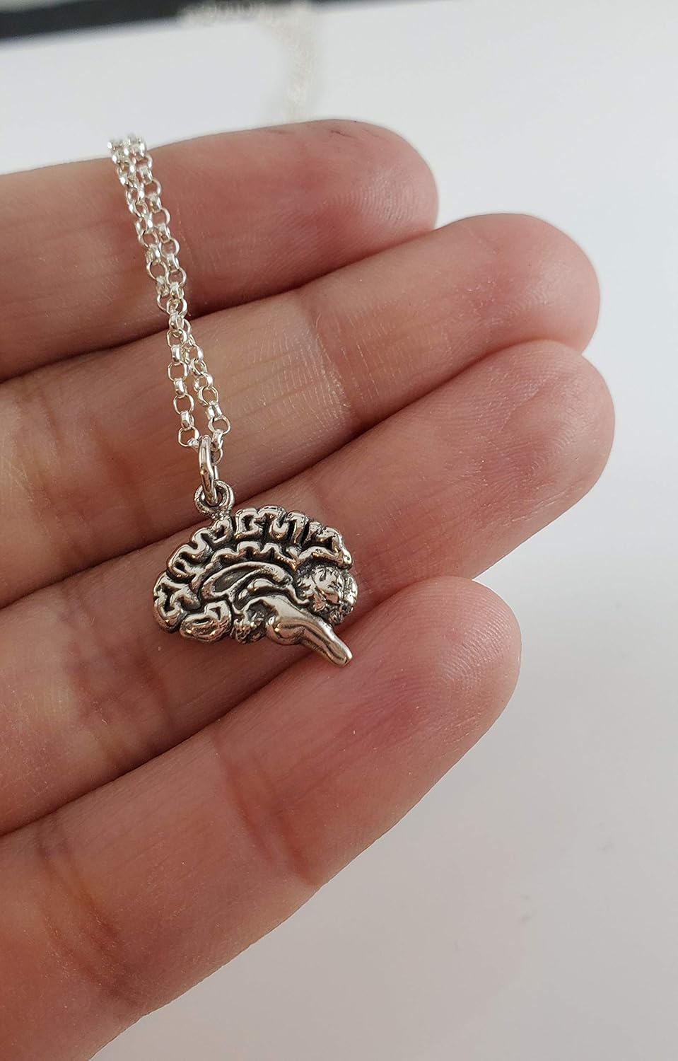 Brain Charm Necklace - Sterling Silver Jewelry - Image 5