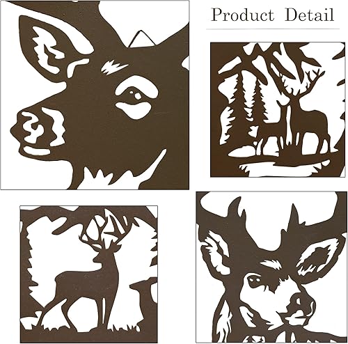 Miniatura 6 de BVLFOOK Decoración de pared de ciervo de metal grande de 16 pulgadas, decoración rústica de cabaña, decoración de caza para el hogar, baño,