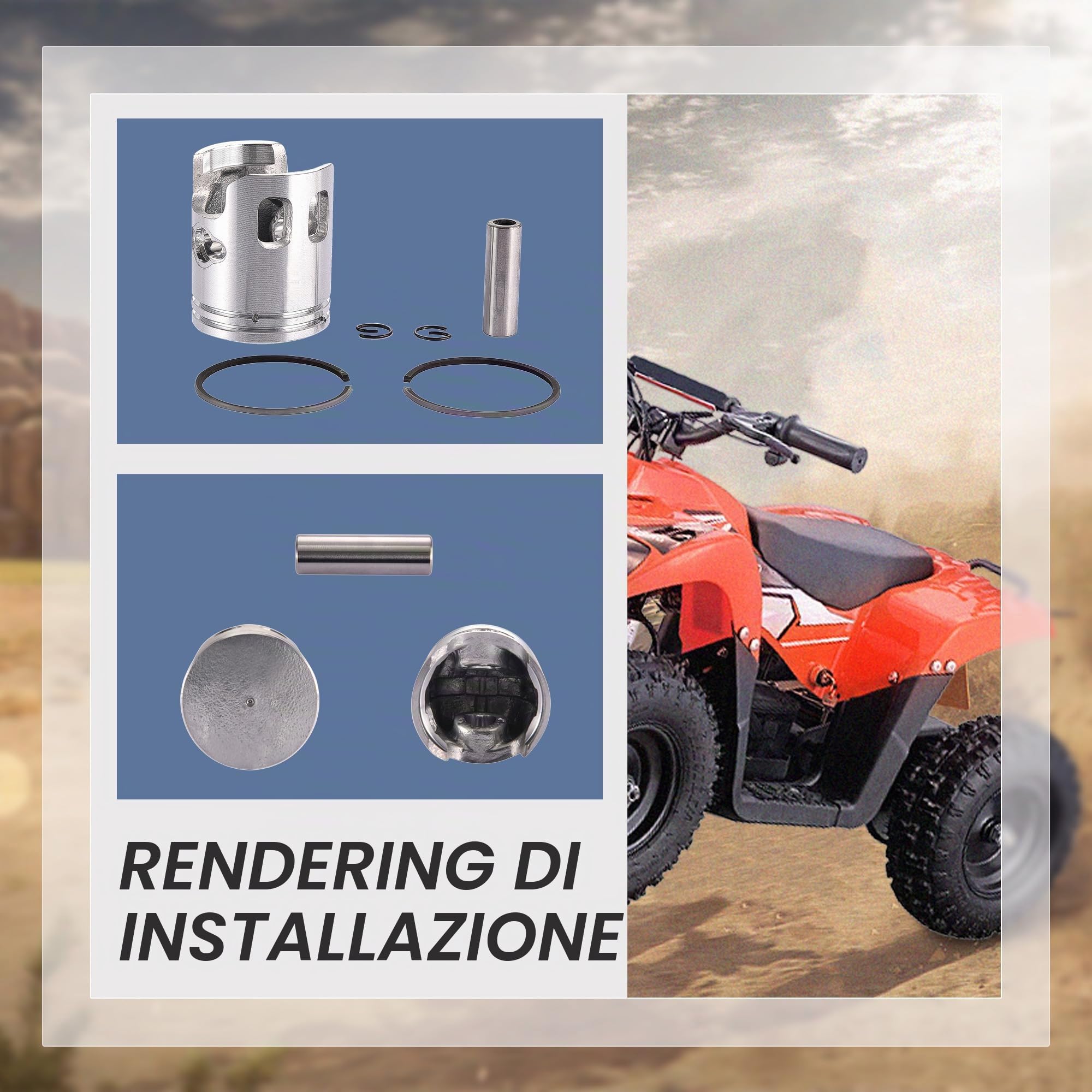 GOOFIT 40mm Kit di Assemblaggio del Pistone Sostituzione per 2 Stroke 50cc Jog Minarelli PW50 Moped Scooter