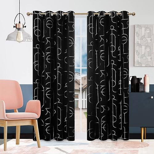 Miniatura 2 de Deconovo Cortinas opacas negras de 84 pulgadas de largo, cortinas de oscurecimiento de habitación para dormitorio, sala de estar, cortinas