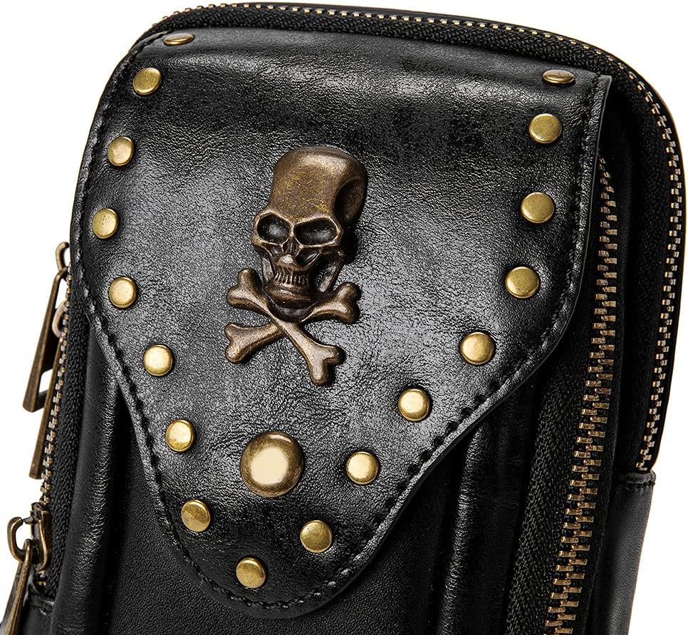 Small Crossbody Bag Shoulder Purse Leather Belt Pouch Travel Phone Holder Punk Medieval Vintage Festival Costume Accessory