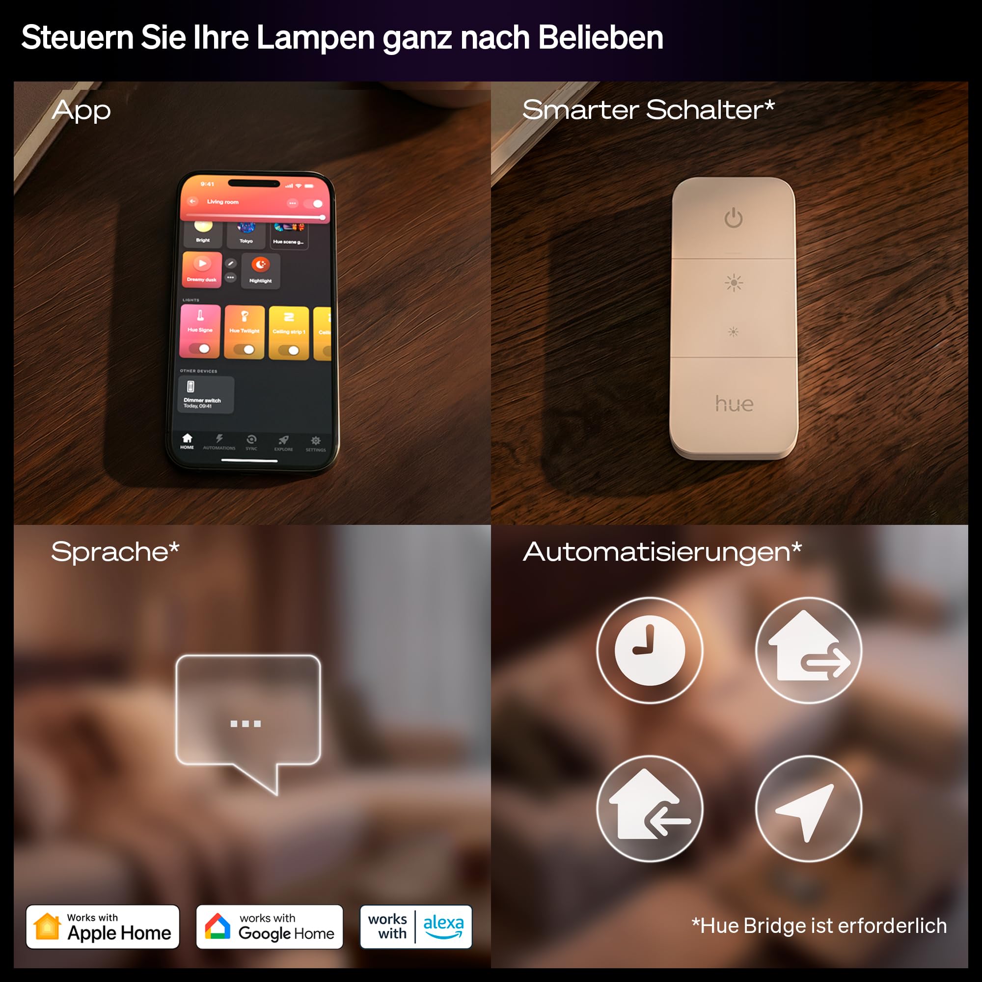 Philips Hue Smart LED-Kerzenlampe, B39, E14, 1er Pack, White and Color Ambiance, Vollspektrumlicht 1.000 K–20.000 K, 500 lm, Extrem Niedrig Dimmbar, Chromasync, Alexa, Google Home, Apple Home