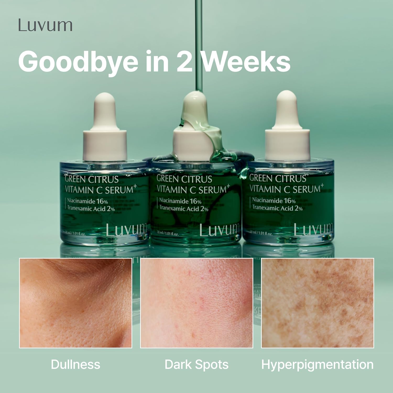LUVUM Green Citrus Vitamin C Serum, 7x Vitamin C, 16% Niacinamide, 1.01 fl. oz