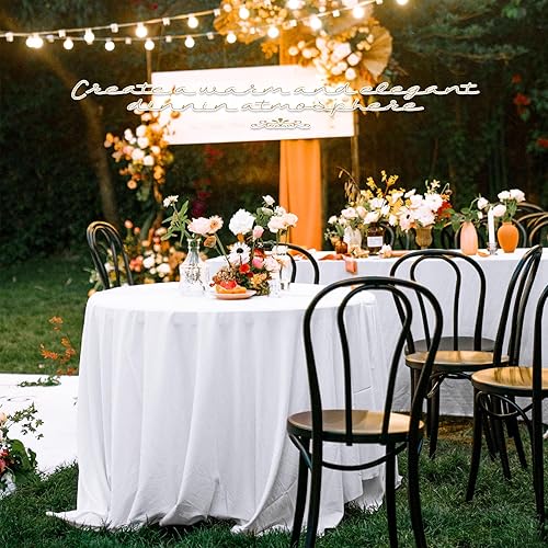 Miniatura 6 de Paquete de 12 manteles redondos de poliéster blanco de 108 pulgadas, resistentes a las manchas y a las arrugas, ideales para bodas, banquetes,