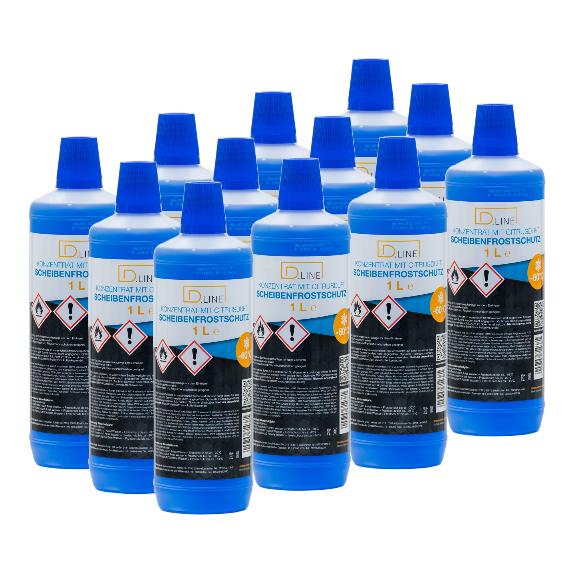 D.LINE Scheibenfrostschutz Konzentrat -60°C, 1 Liter, 12x 1 Liter