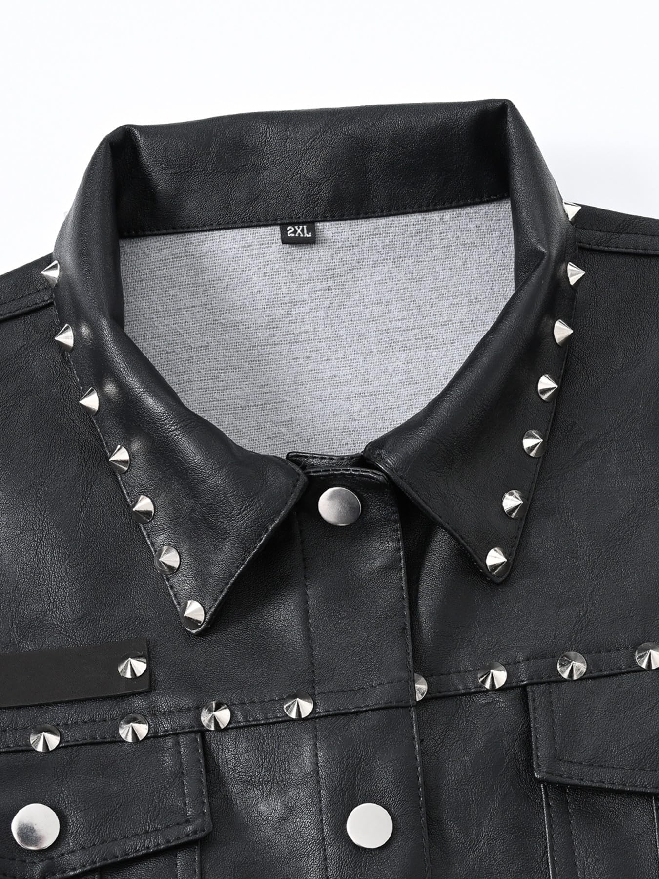 Idopy Gilet da uomo in finta pelle con borchie punk gilet senza maniche con rivetti nero L, Nero , L