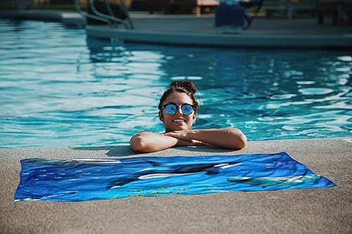 Miniatura 5 de Toalla de playa Whale de 30 x 60 pulgadas, de microfibra, sin arena, de secado rápido, para adultos, adolescentes y niños (ballenas)