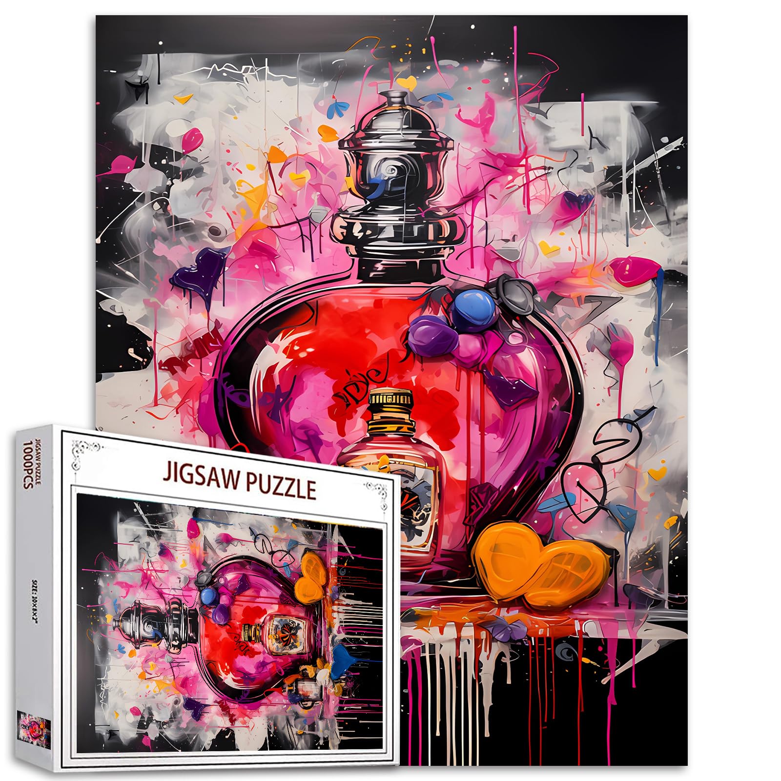 Tucocoo Banksy 1000 Pieces Adult Perfume Bottle Puzzle Colorful Home Decor Gifts Puzzle Family Puzzles Perfect for Game Night