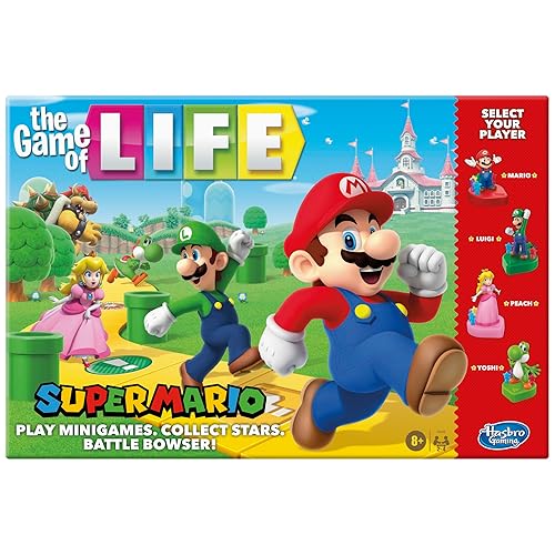Hasbro Gaming El Juego de la Vida: Edición Super Mario Tablero para Niños de 8 años en adelante, Juega Minijuegos, Colecciona Estrellas, Lucha contra Bowser