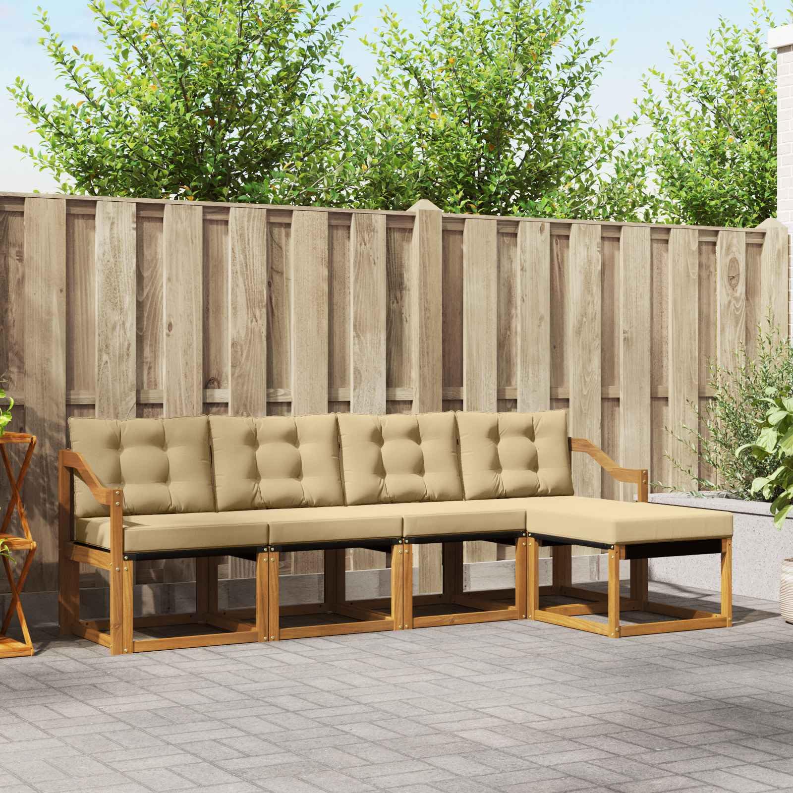 Zestaw sof outdoorowych 5 szt. Naturalne drewno akacjowe i beżowy