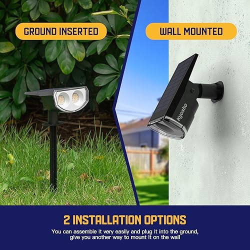 Miniatura 6 de Kyosho - Focos solares de luz cálida al aire libre, 38 LED, luces solares para paisajes IP67 impermeables, focos solares al aire libre 2 en 1 para