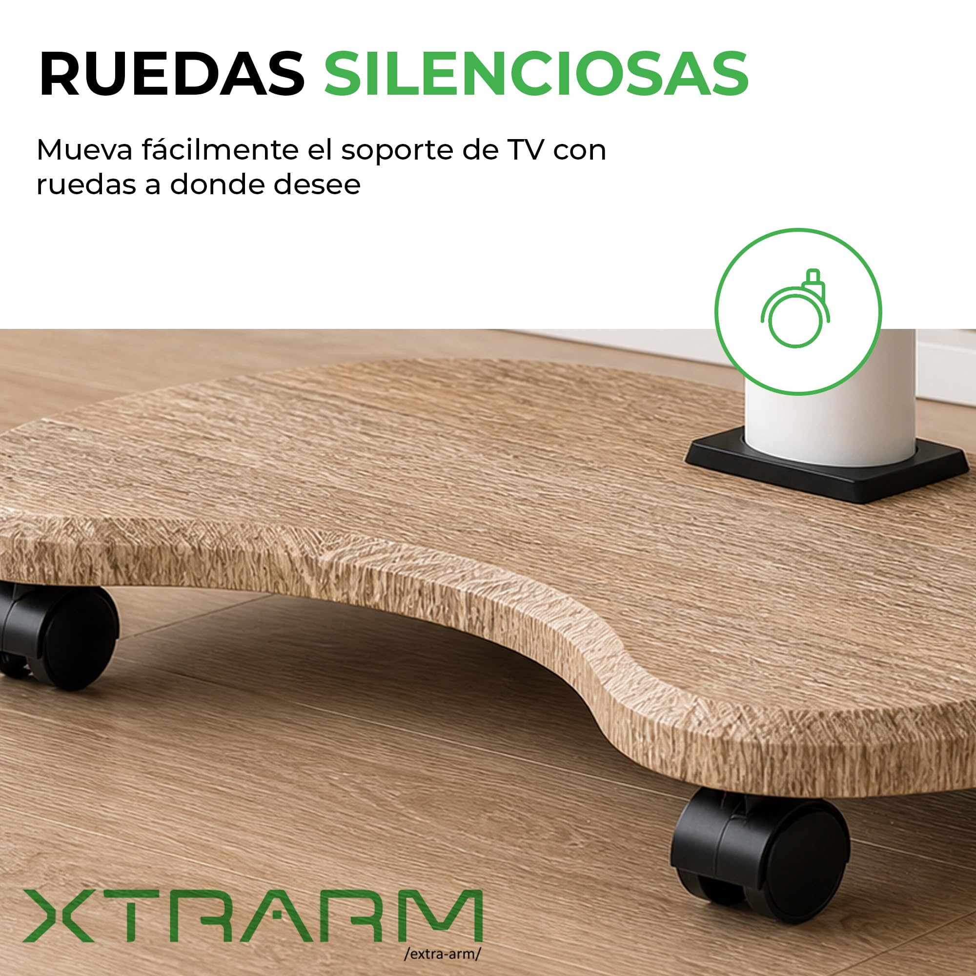 Stellar Soporte TV Pie Rodante con Estantería de Madera - Stand Giratorio de Altura Ajustable con Ruedas para TV de 32-70" de hasta 45 kg - Soporte Ruedas Universal VESA Máx. 600x400mm