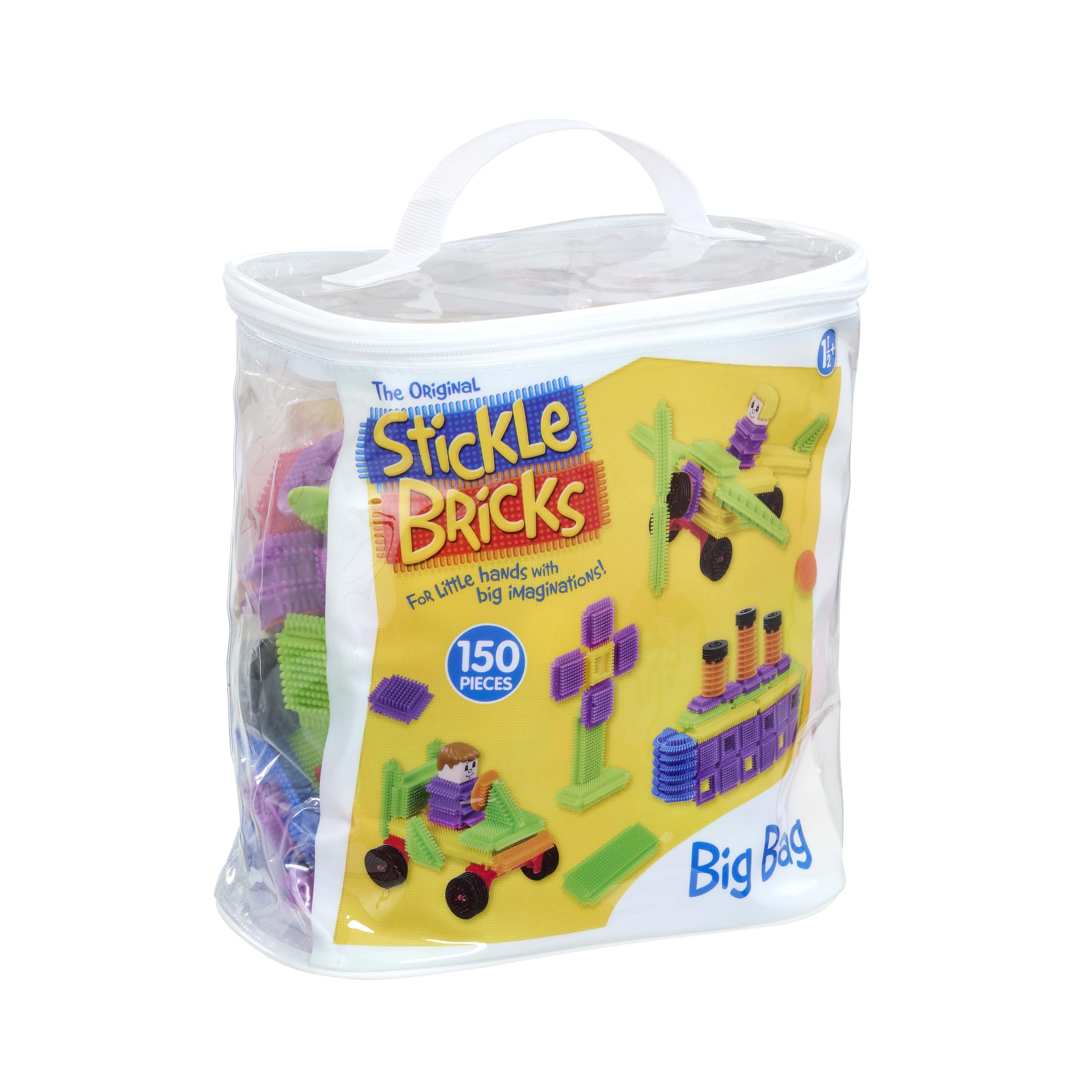 Stickle Bricks Big Bag – Kleinkinder-Bausteine zum Stecken & Stapeln in bunten Formen & Farben – kreatives Spielen mit STEM-Lernspaß – Tasche inkl., ab 18 Monaten