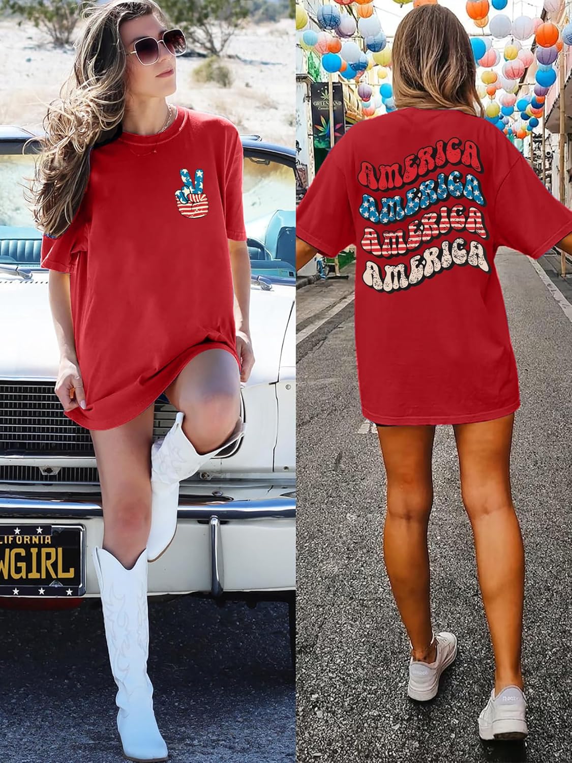 American Flag USA Shirts Women USA Patriotic T-Shirt 4th of July Casual Short Sleeve Tee Tops - Image 2