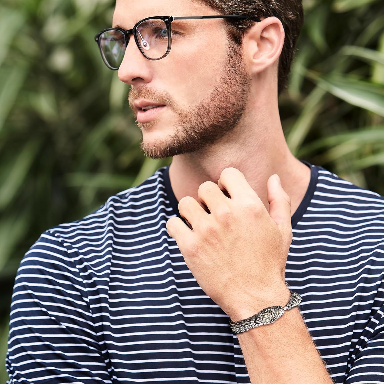 OIDEA Retro Gothic Snake Bracelet for Men: Silver Tone Punk Dragon Scale Snake Link Chain Bracelet Viking Stainless Steel Mens Bracelet Jewelry Gift - Image 2