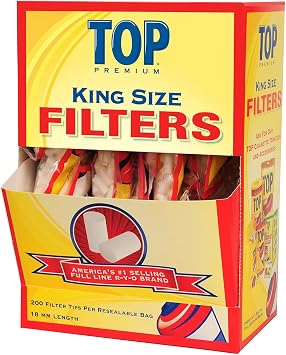 TOP - 18mm Premium Filter Tips - Display Case of 16 Bags with 200 Filters per Bag