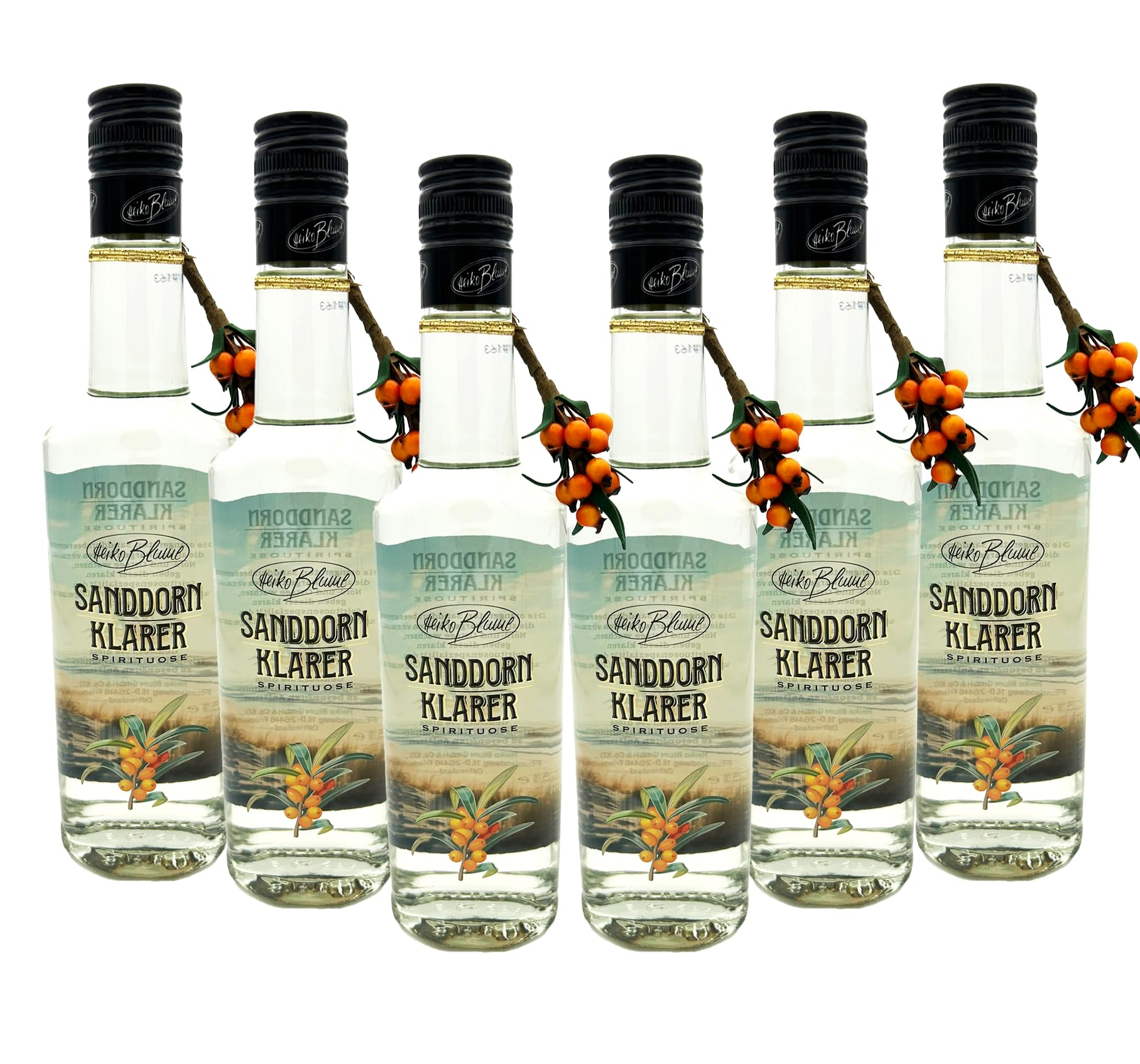Heiko Blume Sanddorn Klarer - 6x500ml, 30% vol. - Premium Spirituosen Set - Handgefertigte Spezialität