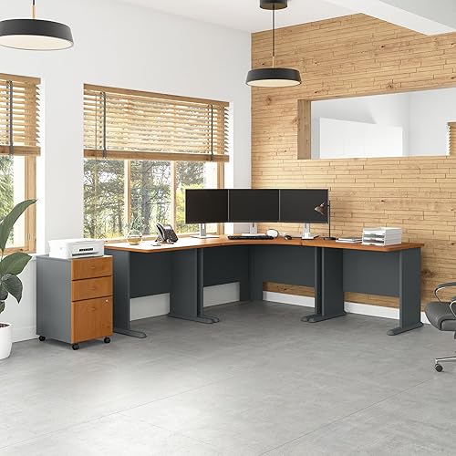 Miniatura 2 de Bush Business Muebles Series Un 84" por 84" Corner estación de trabajo con 3cajones Archivo, Hansen Cherry