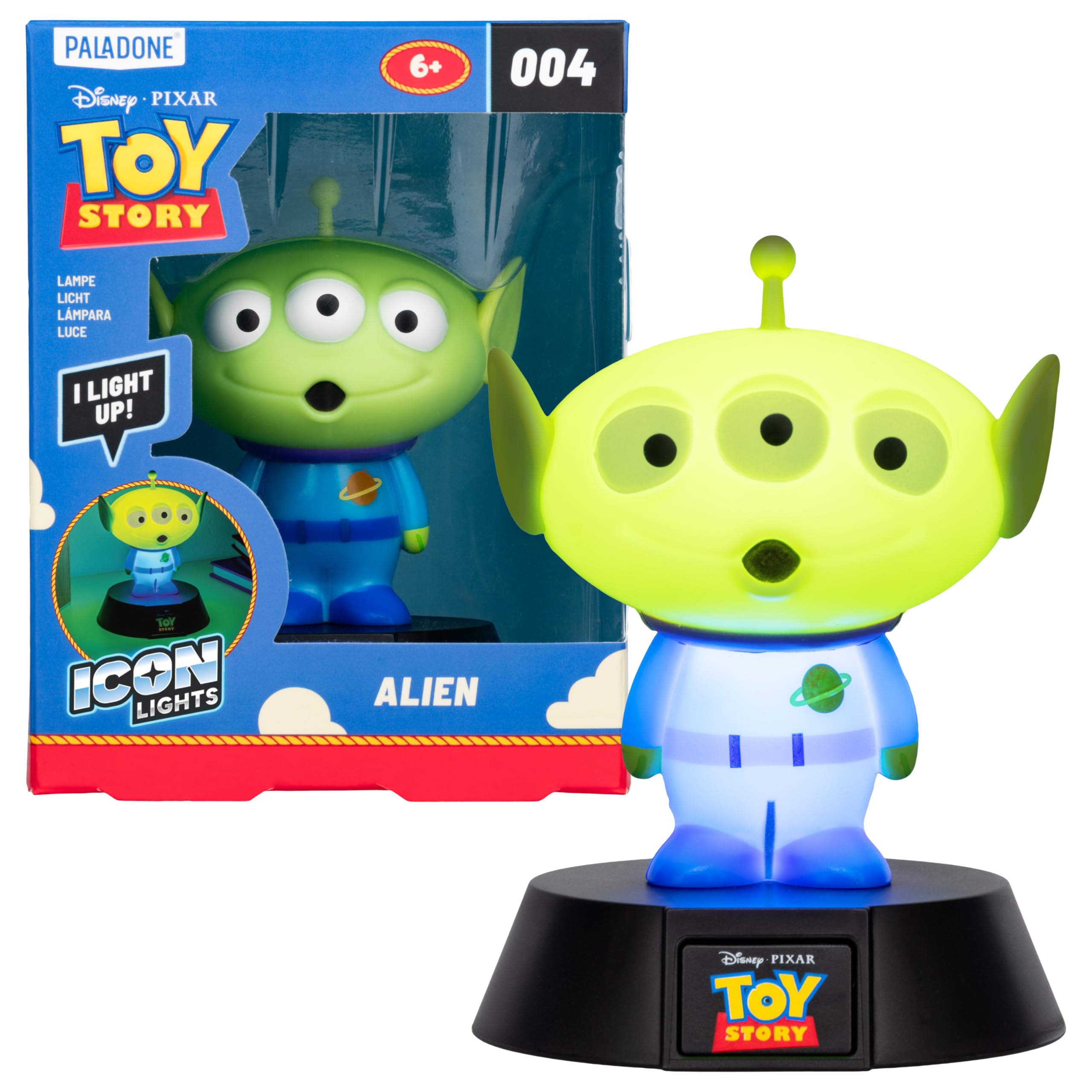 Paladone Toy Story Alien Icon Light – 3D Character Lamp for Bedroom, Desk or Shelf – Soft Glow Kids Night Light – Battery Powered