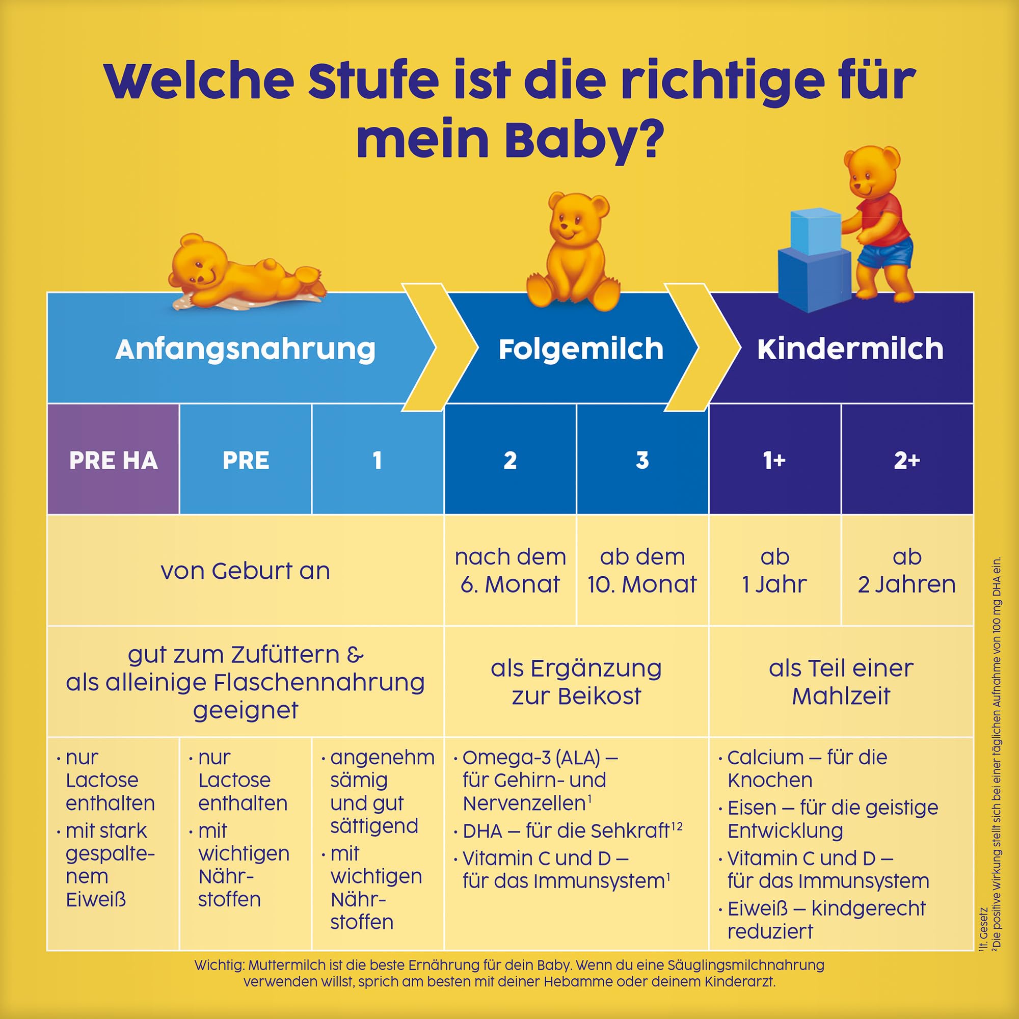 Bebivita Kindermilch 2+ (5 x 500g), Milchnahrung für Kinder ab 2 Jahren, mit Calcium, Vitamin C, D und Eisen für die geistige Entwicklung
