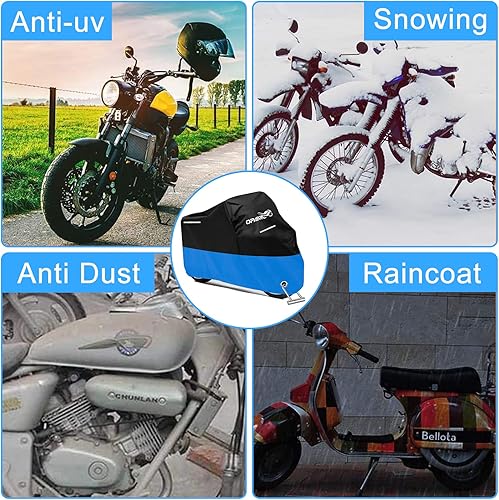 Miniatura 3 de Funda impermeable para scooter para motocicleta, grande, mediano XL, 250 cc, 150 cc, 50 cc, refugio para scooter Harleys para todo tipo de clima,