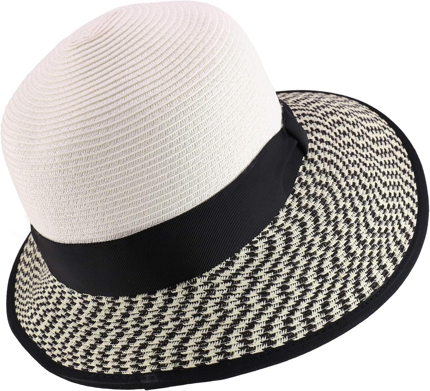 Trendy Apparel Shop UPF 50+ Women's Paper Braid Unbalanced Brim Sun Hat