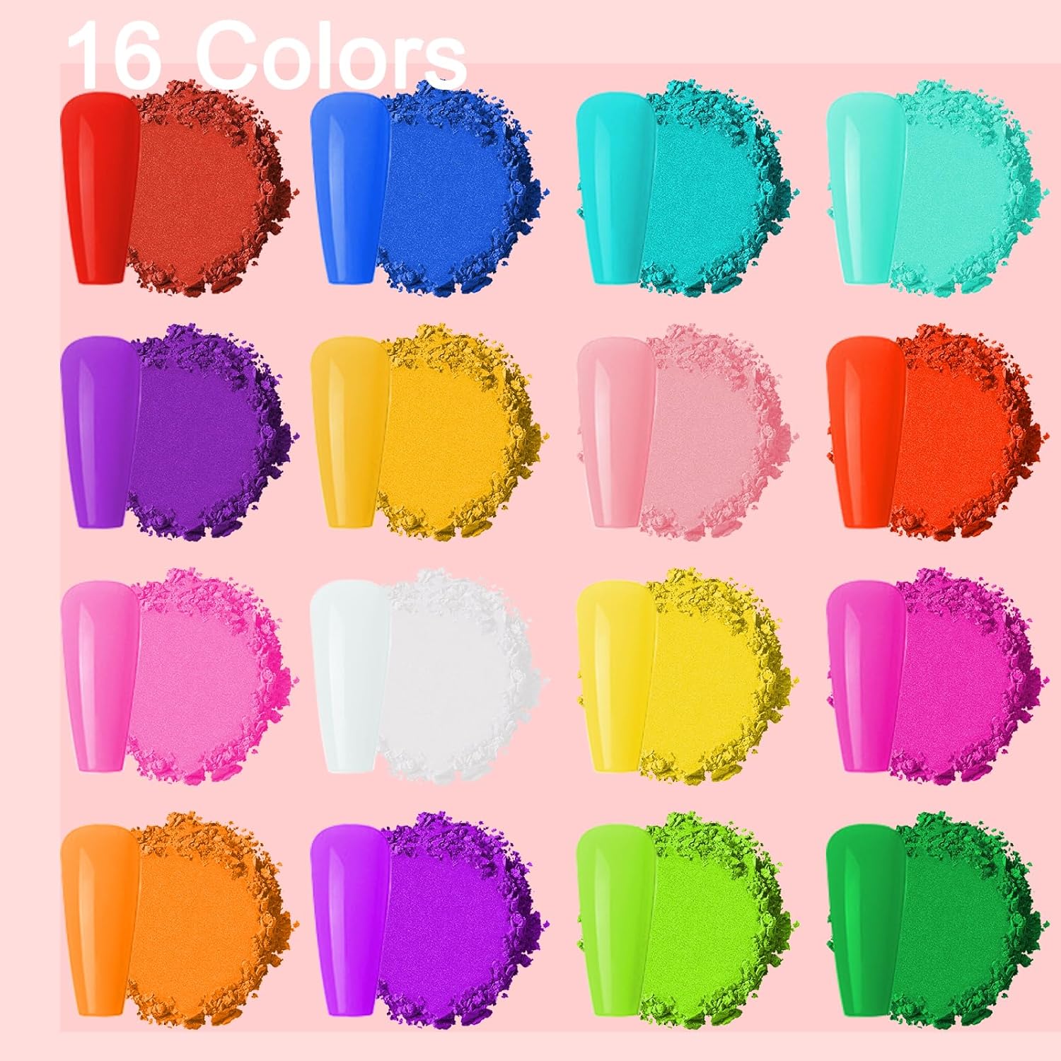 2pcs Nail Pigment Powder Palette, 16 Colors Solid Pigment Powder for Nails Set Pigmentos para Uñas, Nail Art Palette Manicure DIY Accessories,D