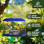 Kingsyard Bluebird Squirrel Proof Bird Feeder pour l'extérieur Suspendre, métal Caged Mealworm Bird Feters avec plateau de semences et toit imperméable, facile à recharger & Propre, bleu