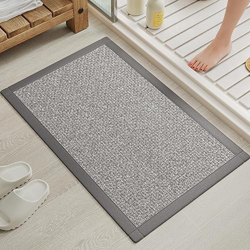 Miniatura 13 de Alfombra de baño de medio círculo, alfombras de baño finas para debajo de la puerta, de secado rápido, antideslizante, lavable, con respaldo de