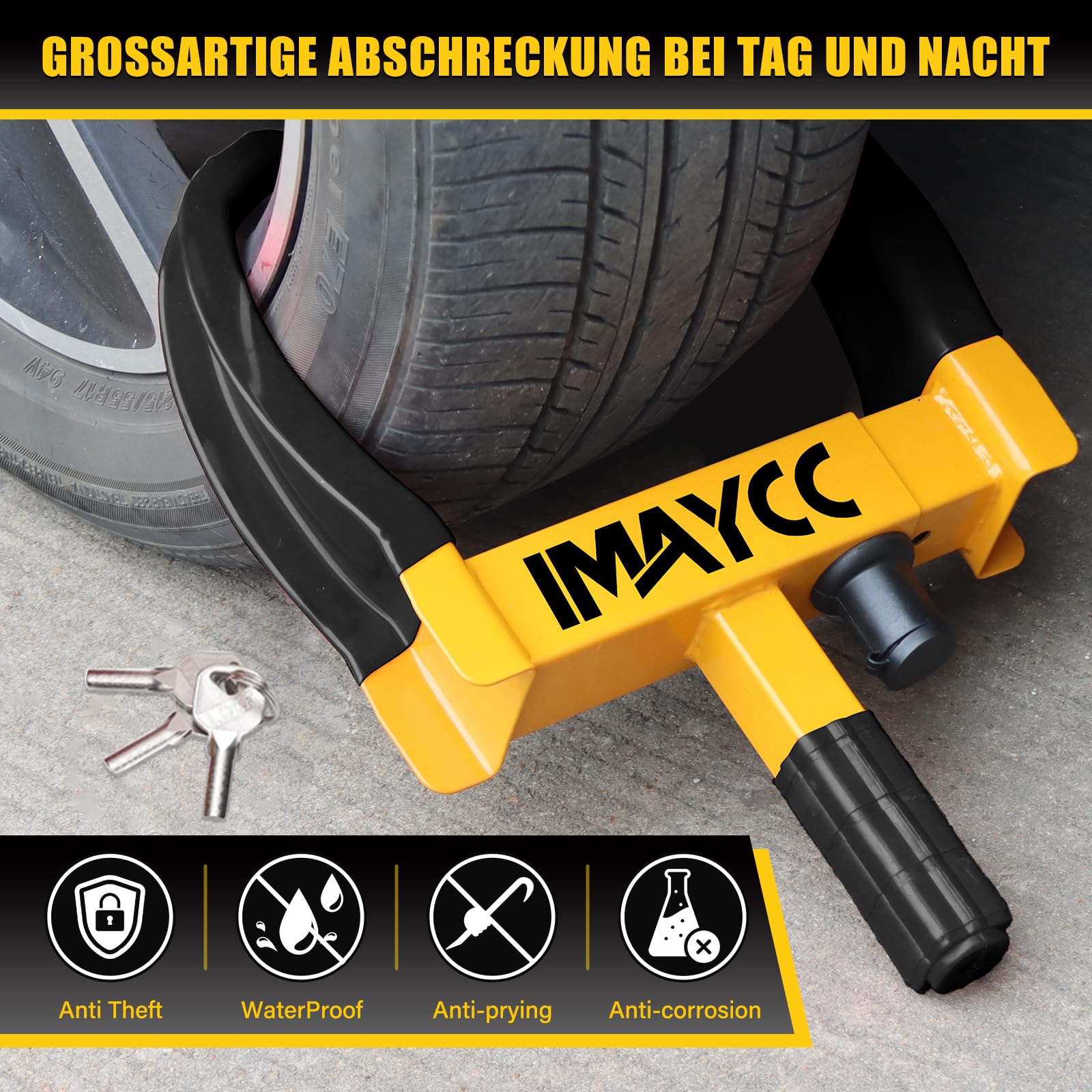 IMAYCC Blokada do przyczepy z 10 otworami i miedzianym rdzeniem, blokada bezpieczeństwa, wysokie obciążenie, immobilizer, do opon o szerokości 19-32 cm, do przyczep kempingowych