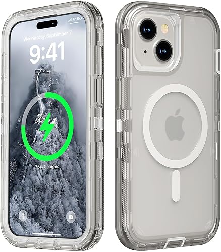 Miniatura 14 de para iPhone 15 Pro Max, Funda Compatible con MagSafe, Funda de Protección Anti-Golpes Resistente, Anti-Caída, Funda Magnética Transparente de Doble