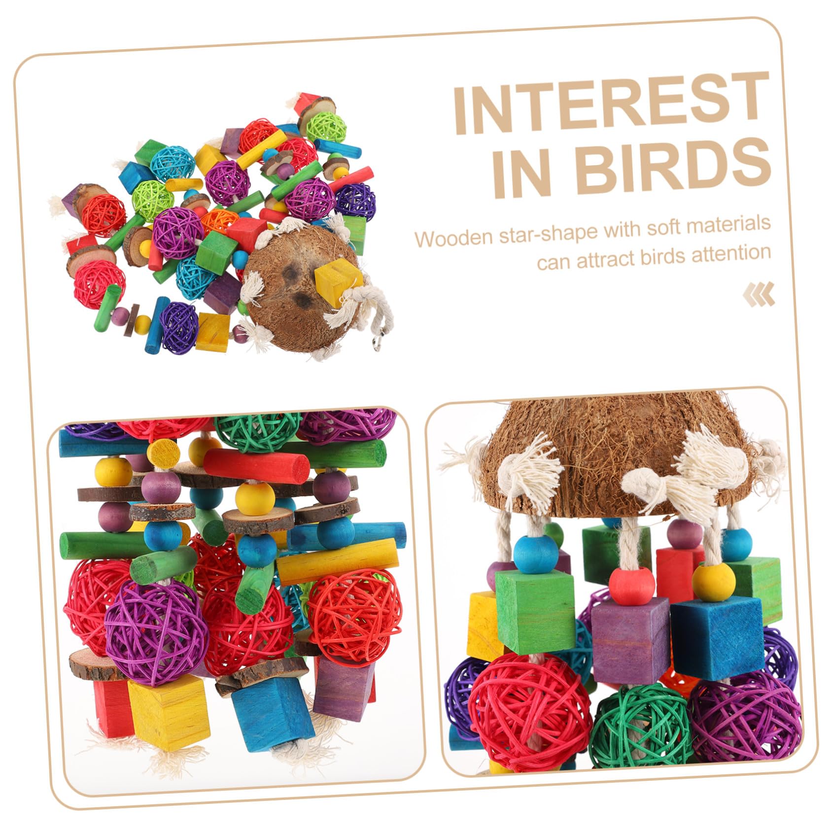 UPKOCH 1stücke Kauspielzeug für Papageien Vogelbeißspielzeug Hängendes Papageienspielzeug Robustes Material Einfache Montage