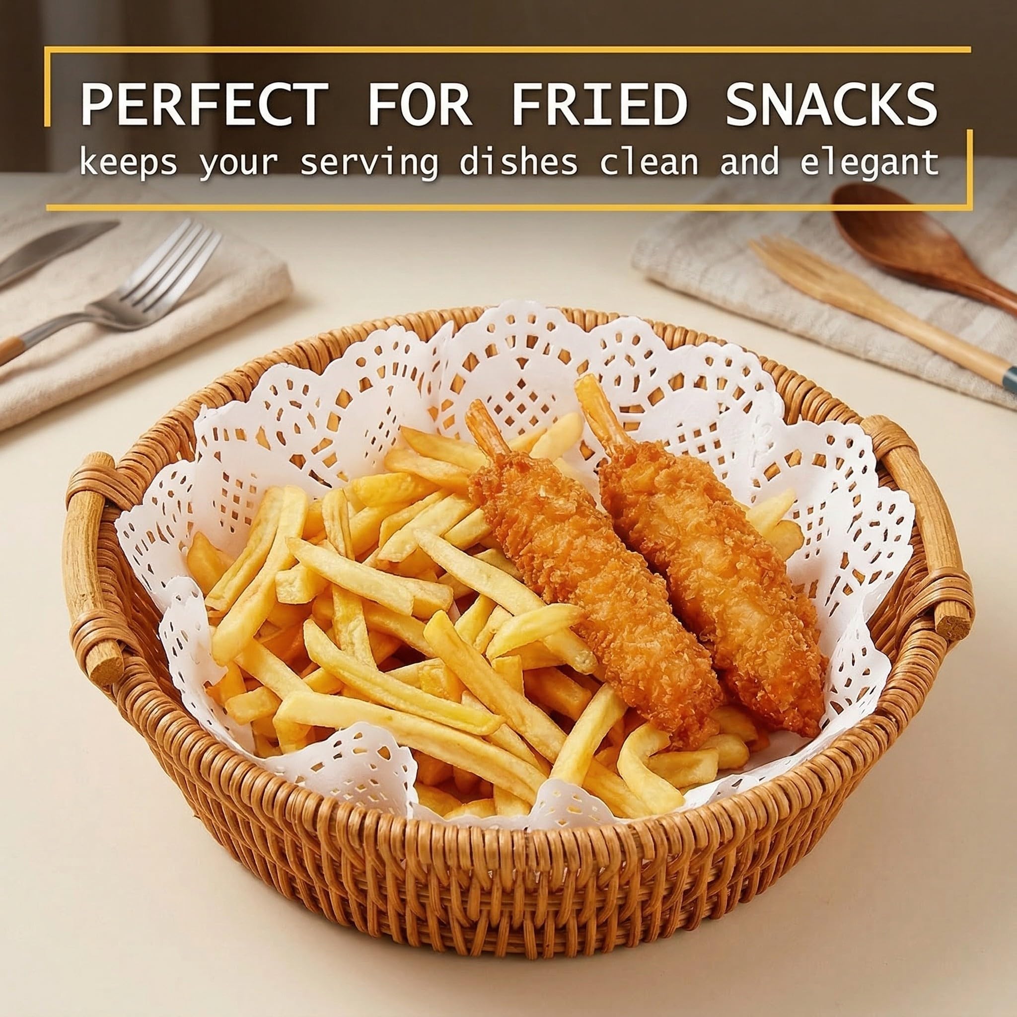 150 fogli di carta oleata, adatta per cibi fritti e snack, per uso alimentare, assorbente, con bordi smerlati, bianca, ideale per dessert e pasti principali, diametro 11,5 cm.